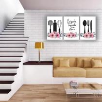 Quadros Decorativos 3 Pçs 20x30 Cozinha Temperada Com Amor