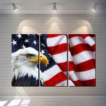 Quadros Decorativos 3 Peças Aguia Bandeira Americana Quadros Decorativos 3 Peças Aguia Bandeira Americana