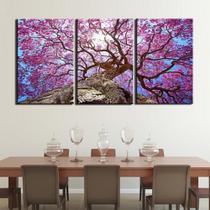 Quadros Decorativos 3 Peças Arvore Ipê Rosa