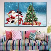 Quadros Decorativos 3 Peças Arvore Natal Papai Noel Quadros Decorativos 3 Peças Arvore Natal Papai Noel