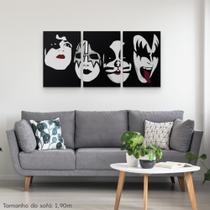 Quadros Decorativos 3 Peças Banda Kiss Rock