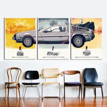 Quadros Decorativos 3 Peças Delorean Filme Quadros Decorativos 3 Peças Delorean Filme