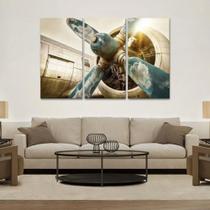 Quadros Decorativos 3 Peças Motor Avião Antigo