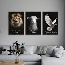 quadros decorativos 3 peças parede sala quarto mosaico pai filho espirito santo