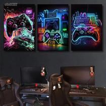 quadros decorativos 3 peças parede sala quarto tema gamer video game a venda