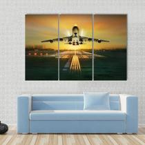 Quadros Decorativos 3 Peças Piloto Avião Decolando