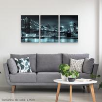 Quadros Decorativos 3 Peças Ponte Ilha Manhattan Quadros Decorativos 3 Peças Ponte Ilha Manhattan