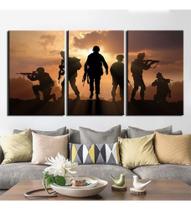 Quadros Decorativos 3 Peças Soldados Exercito Armas