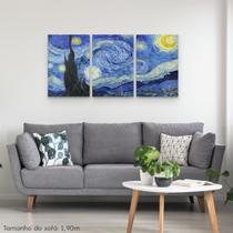 Quadros Decorativos 3 Peças Van Gogh Noite Estrelada