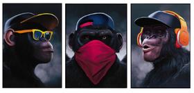 QUADROS Decorativos 3 Unidades GANGUE DOS MACACOS-D QUADROS Decorativos 3 Unidades GANGUE DOS MACACOS-D