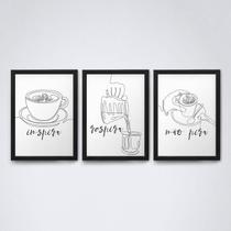 Quadros Decorativos 30x20cm Preto - Conjunto com 3 Peças