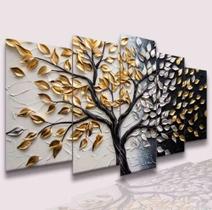 quadros decorativos 4 k arvores dourada e prata"