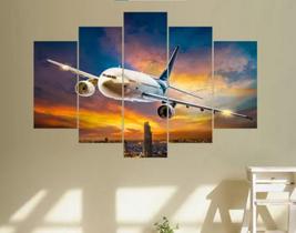 quadros decorativos 4 k avião por do sol "