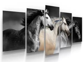 quadros decorativos 4 k cavalos 5 pçs"