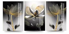 quadros decorativos 4 k Flor Preta Gold"