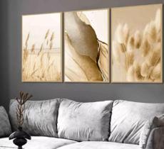 quadros decorativos 4 k Folhagem Boho Bege"