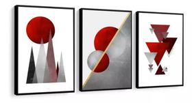 quadros decorativos 4 k Geométrico Abstrato Tons Vermelho"