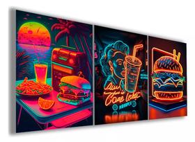 quadros decorativos 4 k Hamburguer Punk Neon"