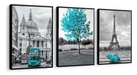 quadros decorativos 4 k Londres Árvore Da Vida Azul Tiffany Torre Eiffel"