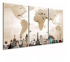 quadros decorativos 4 k Mapa Maravilhas Mundo"