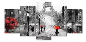 quadros decorativos 4 k Torre Eiffel Paris Rua Casal Chuva França"