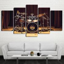 Quadros Decorativos 5 Peças Bateria Musica Instrumentos