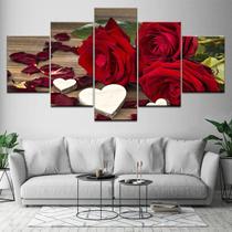 Quadros Decorativos 5 Peças Buque Rosas Vermelhas Arranjos Quadros Decorativos 5 Peças Buque Rosas Vermelhas Arranjos