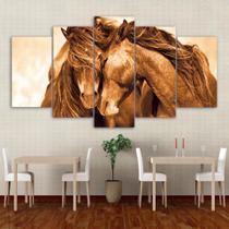 Quadros Decorativos 5 Peças Cavalos Vermelhos Animais