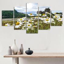 Quadros Decorativos 5 Peças Flores Margaridas Brancas Quadros Decorativos 5 Peças Flores Margaridas Brancas