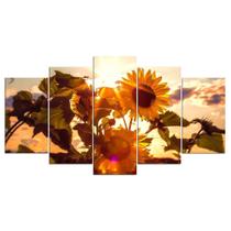 Quadros Decorativos 5 Peças Girassol Flores Raio De Sol