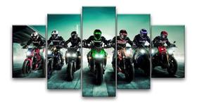 Quadros Decorativos 5 Peças Motos Motoqueiros Amigos