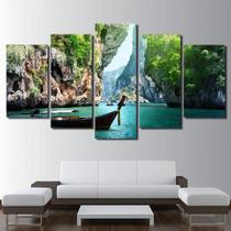 Quadros Decorativos 5 Peças Paisagem Natureza Lago Arvores