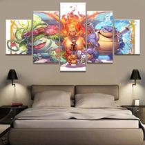 Quadros Decorativos 5 Peças Pokemon Anime Infantil