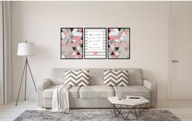 Quadros Decorativos Abstrato Geométrico Oração Fé Amor Rosa