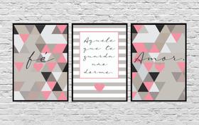 Quadros Decorativos Abstrato Geométrico Oração Fé Amor Rosa