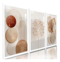 Quadros Decorativos Abstratos Geométricos Boho Neutro 1 Bran