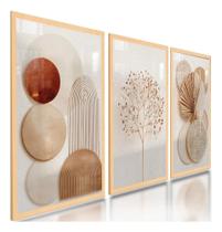 Quadros Decorativos Abstratos Geométricos Boho Neutro Carval