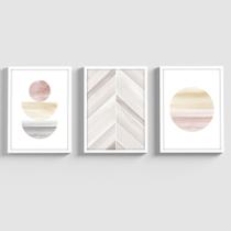 Quadros Decorativos Abstratos Moldura Vidro Sala Quarto Minimalista