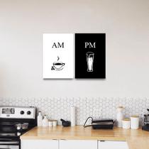 Quadros Decorativos AM PM Café e Cerveja Kit 2 20x30cm