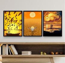 Quadros Decorativos Amarelos Van Gogh 24x18cm - Com Vidro