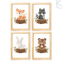 Quadros Decorativos Animais do bosque aquarela menino Quadros Decorativos Animais do bosque aquarela menino