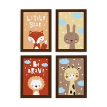 Quadros Decorativos Animais Escandinavos 4un Marrom 22x32cm Quadros Decorativos Animais Escandinavos 4un Marrom 22x32cm