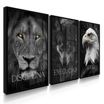 Quadros Decorativos Animais Motivacionais Dourados