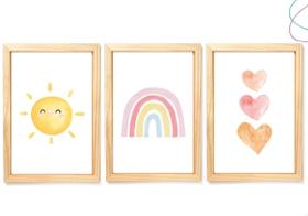 Quadros Decorativos Arco-íris Boho Sol Coração Escandinavo Quadros Decorativos Arco-íris Boho Sol Coração Escandinavo