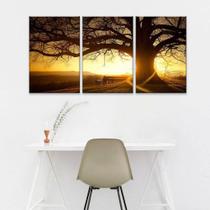 Quadros Decorativos Arvore E Por Do Sol 60 X 120 Cm