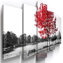 Quadros Decorativos Arvore Vermelho Botanico Sala