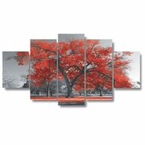 Quadros Decorativos Arvore Vida Botanico Sala Quarto Vermelho