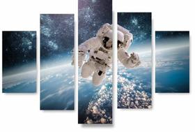 Quadros Decorativos Astronauta Mosaico 5 Peças Quadros Decorativos Astronauta Mosaico 5 Peças
