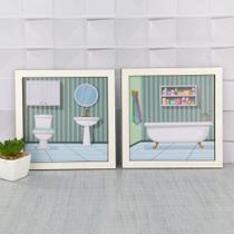 Quadros Decorativos Banheiro Delicado Toalete Lavabo Kit 2 Peças - D.Lima produtos