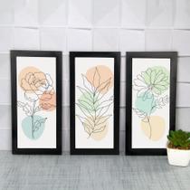 Quadros Decorativos Banheiro Flor Abstrato Colorido Toalete Lavabo Kit 3 Peças